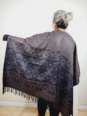 Women's Cozy Reversible Poncho Scarf for Winter Wear