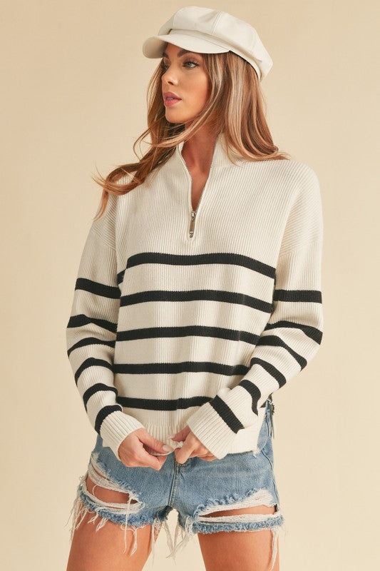 Women's Oversized Knitted Daffie Sweater with Zipper