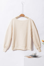 Women's Oversized Waffle Knit Bishop Sleeve Sweatshirt