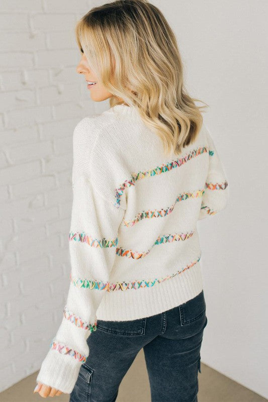 Women's Cozy Crossed Stitch Drop Shoulder Sweater