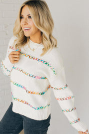 Women's Cozy Crossed Stitch Drop Shoulder Sweater