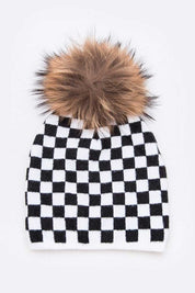 Women's Iconic Beanie with Detachable Raccoon Fur Pom