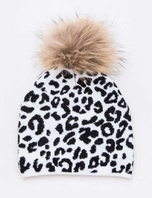 Women's Iconic Beanie with Detachable Raccoon Fur Pom