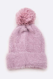 Women's Mohair Blend Faux Fur Pom Beanie