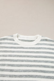 Women's Drop Shoulder Stripe Crew Neck Sweater