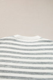 Women's Drop Shoulder Stripe Crew Neck Sweater