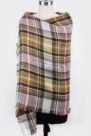 Women's Large Plaid Acrylic Blanket Scarf