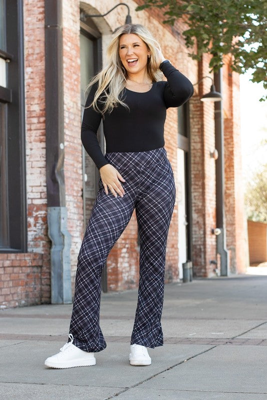 Women's Plaid Bootcut Leggings for Stylish Comfort