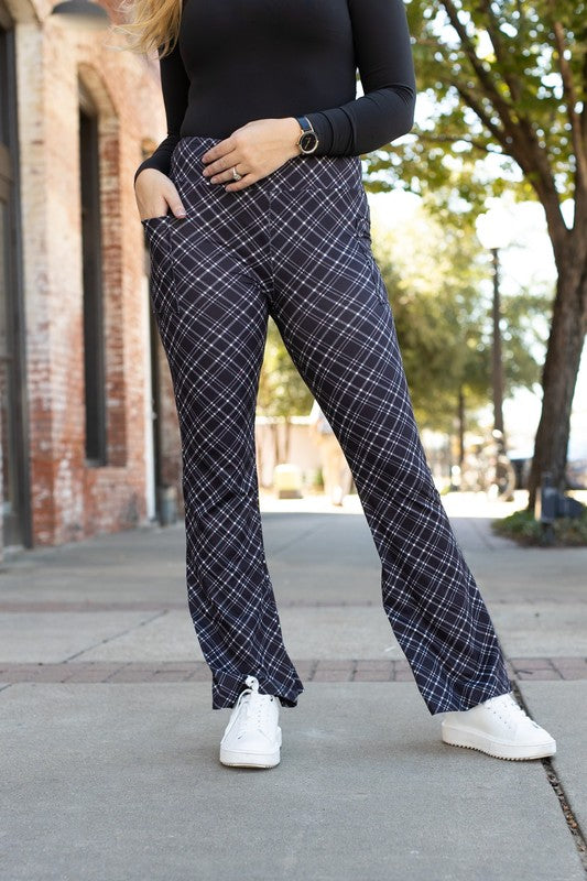 Women's Plaid Bootcut Leggings for Stylish Comfort