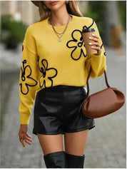 Women's Floral Pattern Knit Sweater