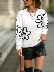 Women's Floral Pattern Knit Sweater