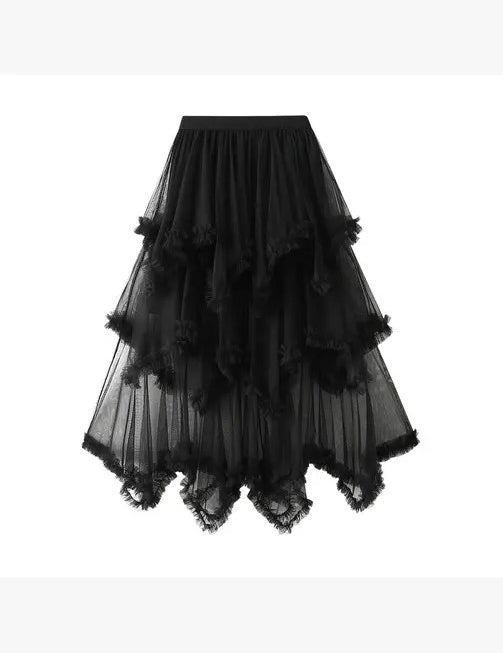 Women's Layered Mesh High Waist Skirt