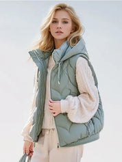 Women's Puffer Vest with Hoodie