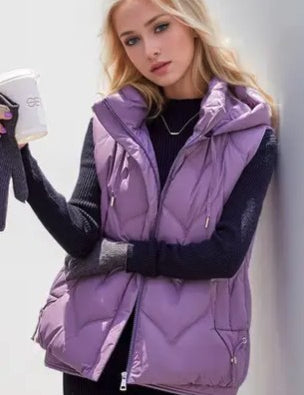 Women's Puffer Vest with Hoodie