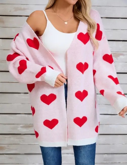 Women's Open Front Heart Cardigan