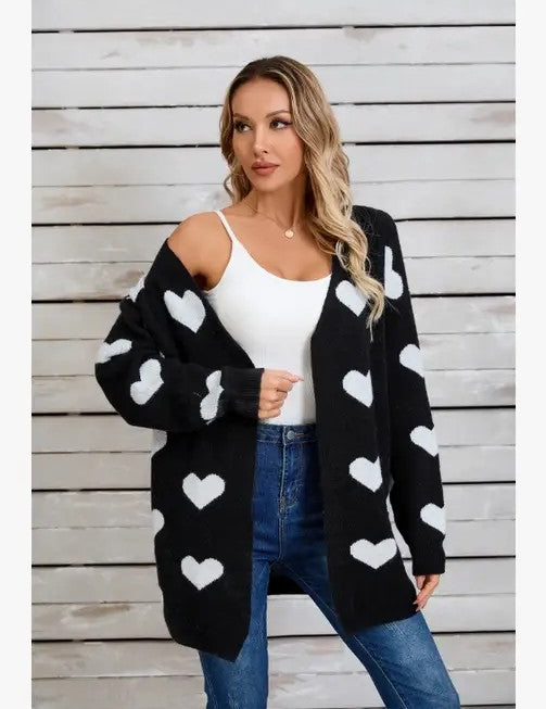 Women's Open Front Heart Cardigan