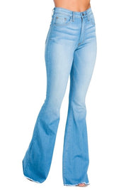 Women's Light Wash High Stretch Bell Bottom Jeans