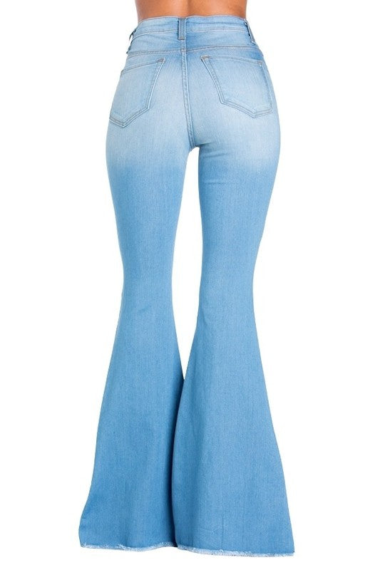 Women's Light Wash High Stretch Bell Bottom Jeans