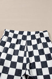 Women's High Rise Flared Checkered Pants