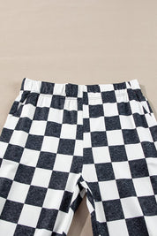 Women's High Rise Flared Checkered Pants