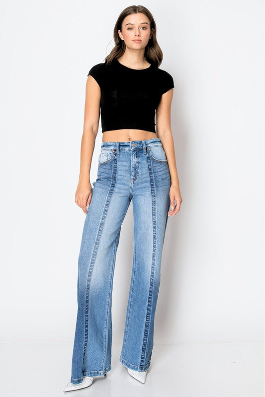 Women's Vintage High Rise Wide Leg Tummy Control Jeans