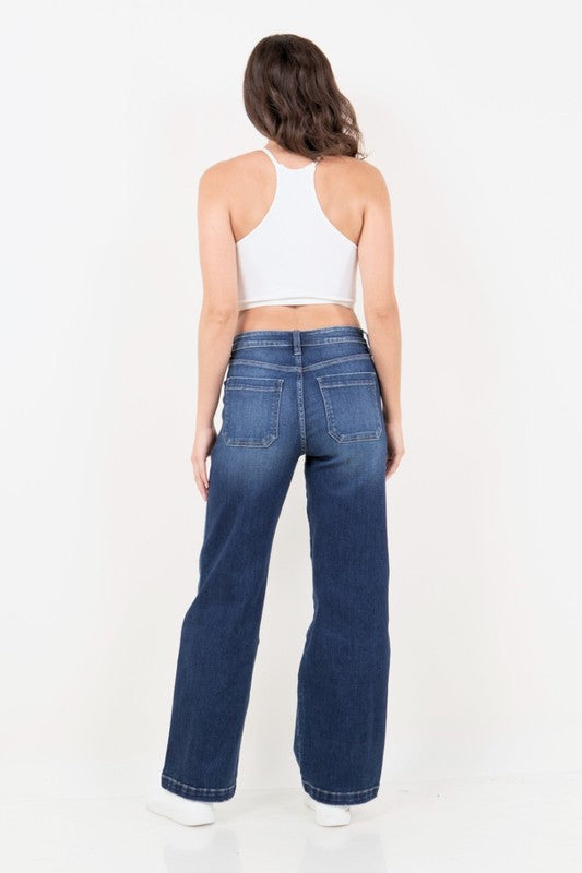 Women's High Rise Tummy Control Wide Leg Jeans