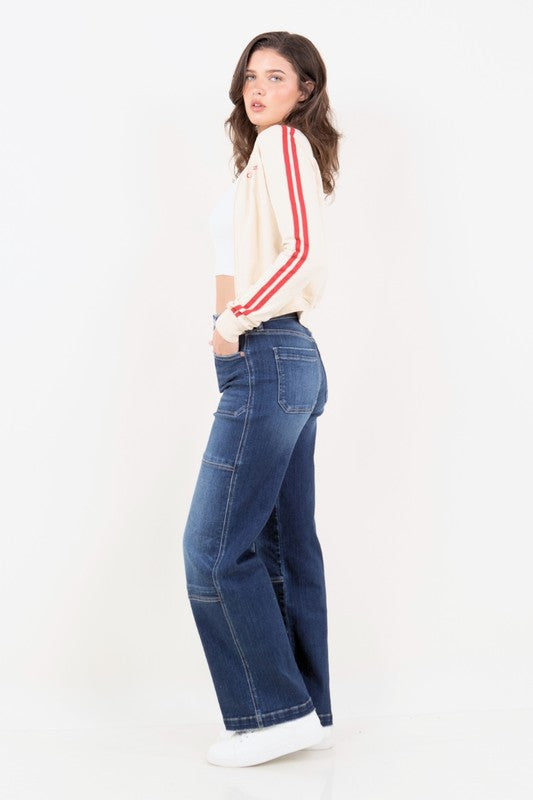 Women's High Rise Tummy Control Wide Leg Jeans