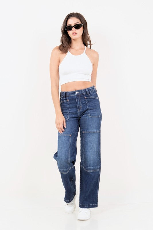 Women's High Rise Tummy Control Wide Leg Jeans