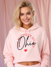 Women's Slim Fit Cropped Hoodie - Buckeye State Ohio