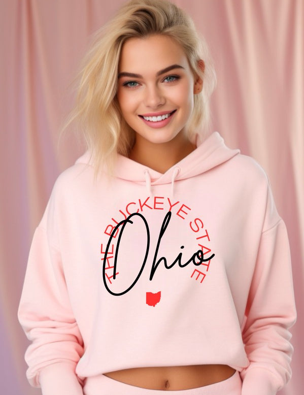 Women's Slim Fit Cropped Hoodie - Buckeye State Ohio