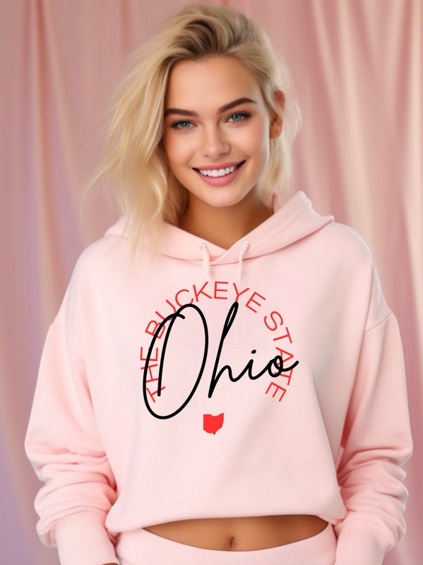 Women's Slim Fit Cropped Hoodie - Buckeye State Ohio