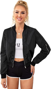 Women's Regular Fit Long Sleeve Bomber Jacket