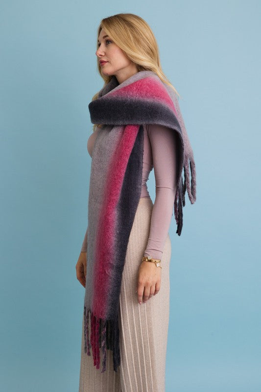 Women's Ombre Luxe Fringe Blanket Scarf