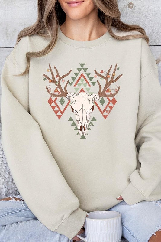 Unisex Western Christmas Graphic Fleece Sweatshirt