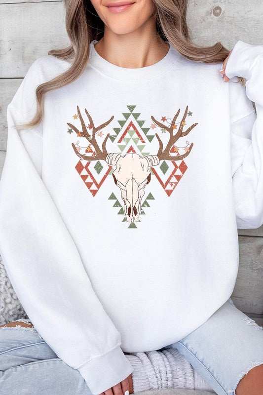 Unisex Western Christmas Graphic Fleece Sweatshirt