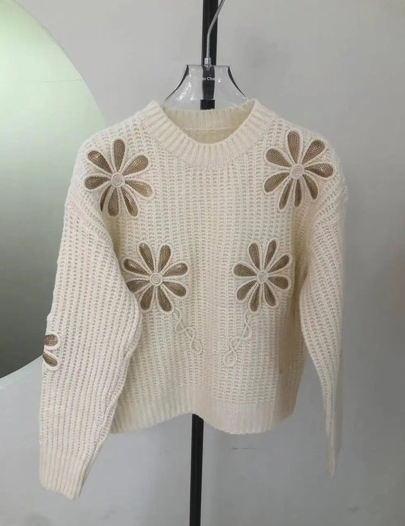 Women's Floral Knit Sweater