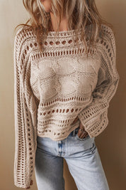 Women's Cropped Cable Knit Sweater in Smoke Gray