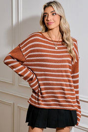 Women's Relaxed Fit Stripe Round Neck Sweater