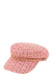 Women's Tweed Beret with Chain Detail