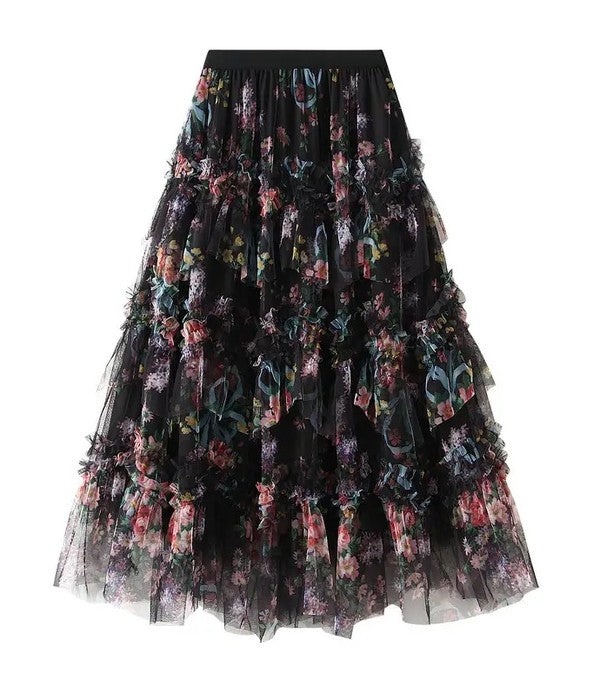 Women's Ruffle Floral Skirt