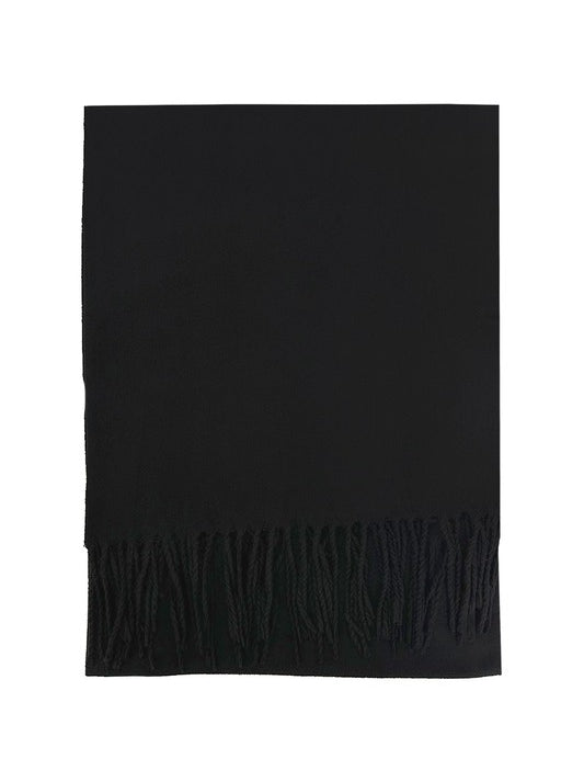 Unisex Plain Woolen Fringed Edge Scarf