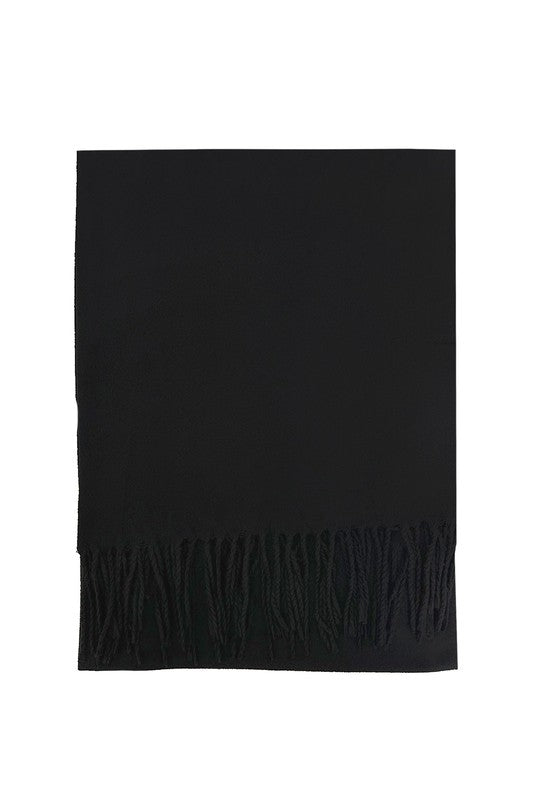 Unisex Plain Woolen Fringed Edge Scarf