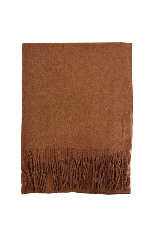 Unisex Plain Woolen Fringed Edge Scarf