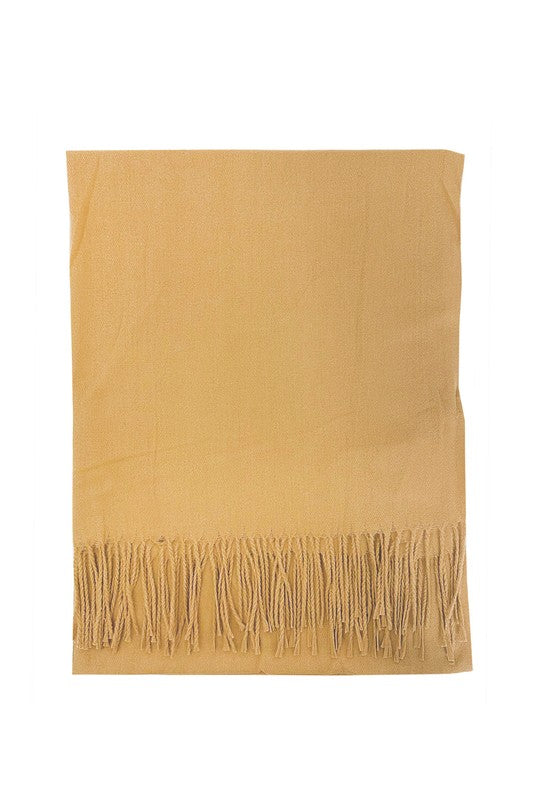 Unisex Plain Woolen Fringed Edge Scarf