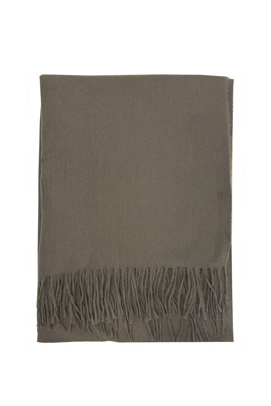 Unisex Plain Woolen Fringed Edge Scarf