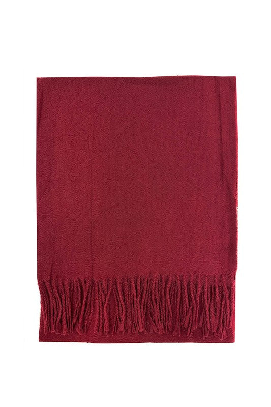 Unisex Plain Woolen Fringed Edge Scarf