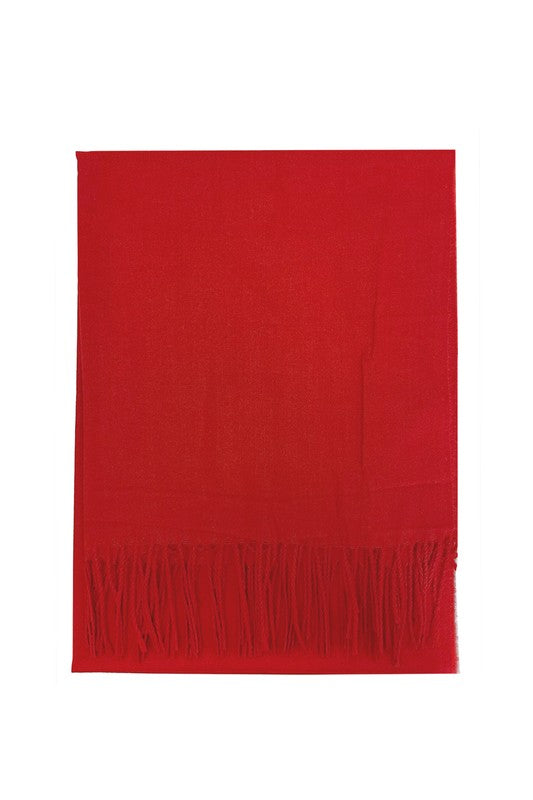 Unisex Plain Woolen Fringed Edge Scarf