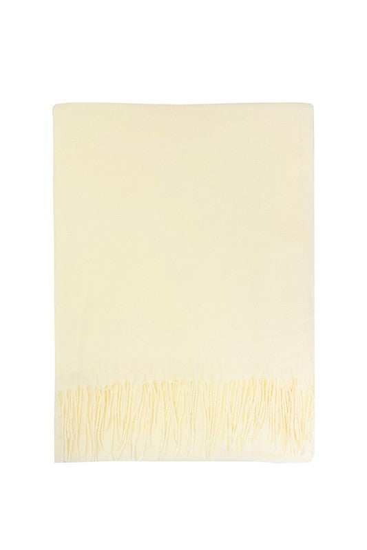 Unisex Plain Woolen Fringed Edge Scarf