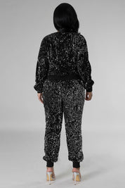 Women's Long Sleeve Sequin Two-Piece Pant Set