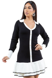 Women's Long Sleeve V-Neck Sweater Dress